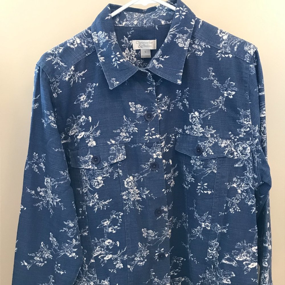 Christopher & Banks floral print button down shirt